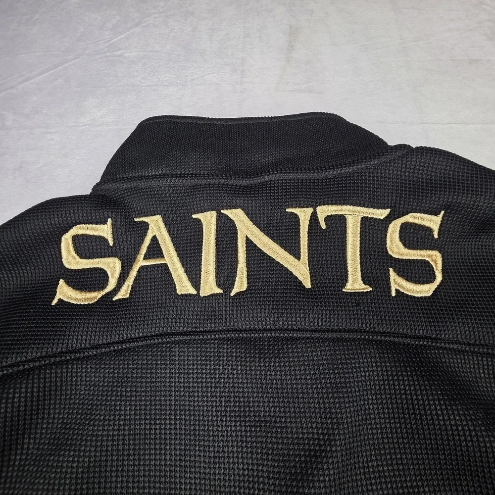 New Orleans Saints Mens Large Black Gold Zip Up Knit Pullover NFL‎ Embroidered